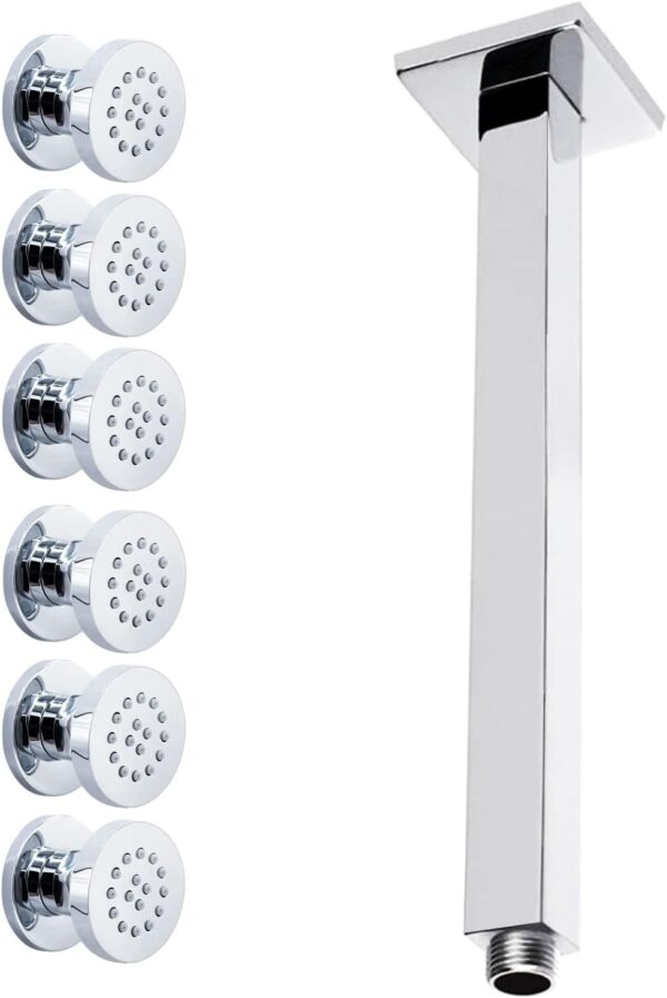 HOMEDEC 2 Inches Brass Shower Body Sprayer and 12 Inches Shower Arm(Chrome)