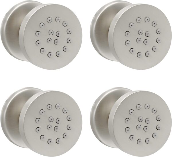 Shower Jets, HOMEDEC Round Brushed Nickel Brass Shower Body Spray, Shower Massage Wall Jet Can Swivel, Pack of 4