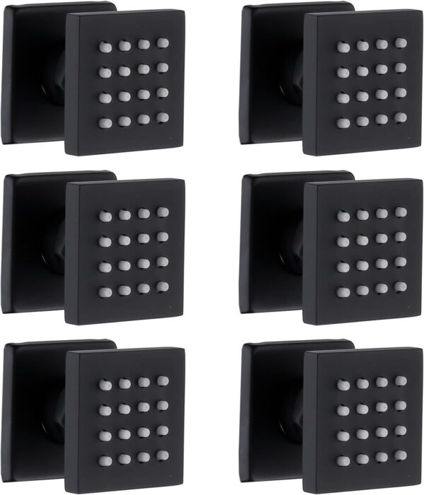 HOMEDEC Brass Square Shower Body Spray Jets Head (Matte Black, 6pcs)