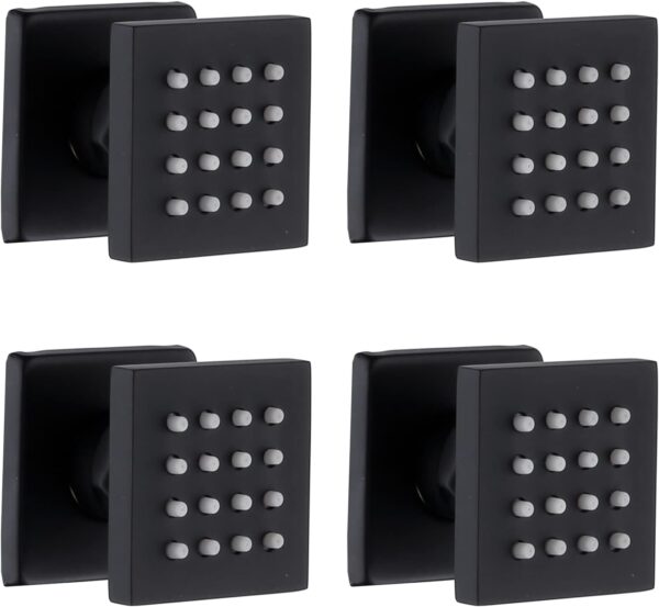 HOMEDEC 2inch Brass Shower Jet Waist Body Spray Massage Showerhead Can Swivel (Matte Black, 4 pack)