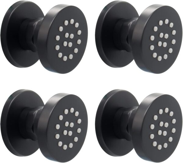 HOMEDEC 2inch Round Brass Showerhead Shower Jet Massage Spa Body Sprays Wall Mount, 4pcs, Matte Balck