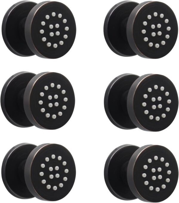 HOMEDEC 2inch Round Brass Showerhead Shower Jet Massage Spa Body Sprays Jets Wall Mount, 6pcs,Oil Rubbed Bronze