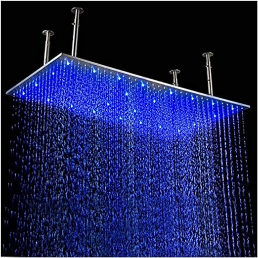 HOMEDEC 20x40 inch LED Showerhead Stainless Steel Rectangle Rainfall Shower Head Ceiling Mount for Bathroom, Brushed Nickel