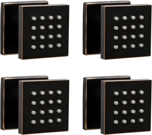 Showerhead Body Spray, HOMEDEC 2inch Brass Square Massage Shower Jet Can 360 Swivel, Oil Rubbed Bronze, 4 pack