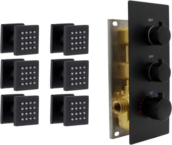 HOMEDEC 2inch Brass Shower Jet (6PCS)+ 2 Way Shower Diverter Valve