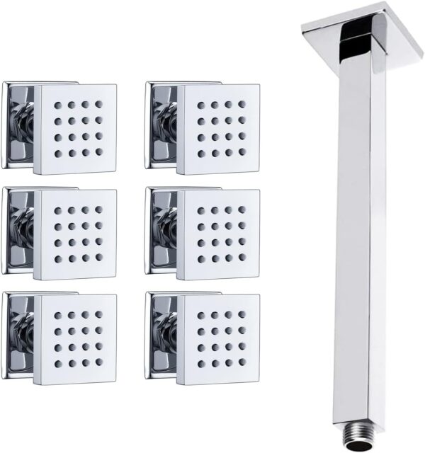 HOMEDEC 2inch Brass Shower Body Sprayer Jets and 12 Inches Shower Arm(Chrome)