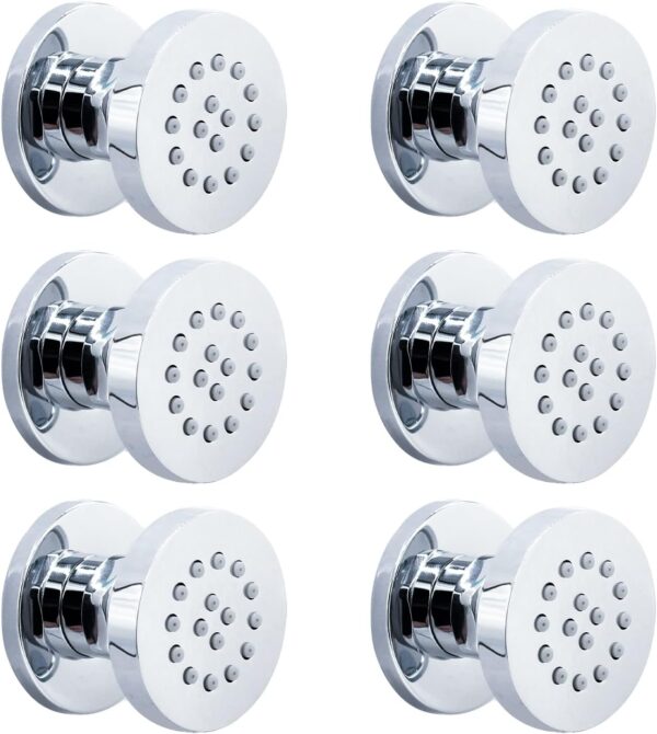 HOMEDEC 2inch Brass Shower Body Sprayer Jets Shower Head, Valve Needed (6pcs, Round-Chrome)