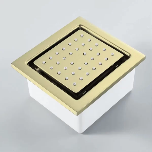 Brushed Gold Shower Head Body Spray Adjustable Rectangle Shower Jet Brass Wall Mount Massage SPA Side Sprayer