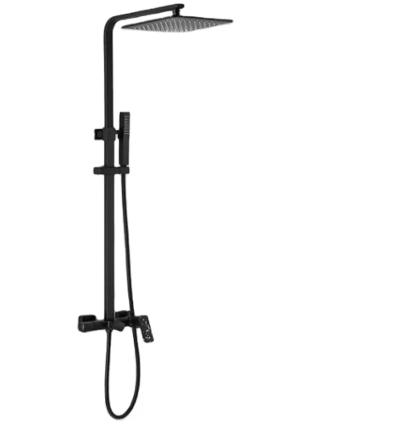 Hot Sale Matte Black 3-Functional Exposed Shower Set Bathroom Shower System Mixer with Tub Spout