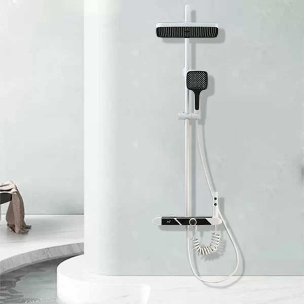 12inch Thermostatic exposed shower set brass top spray  three-function White Smart rain shower set Douche