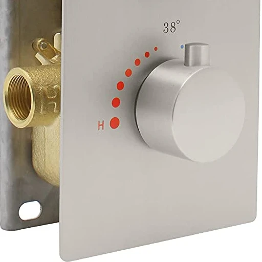 3 Way Shower Diverter Valve 3 Outlets Multi Function Thermostatic Shower Brass Valve Can Run Simultaneously Brushed Nickel
