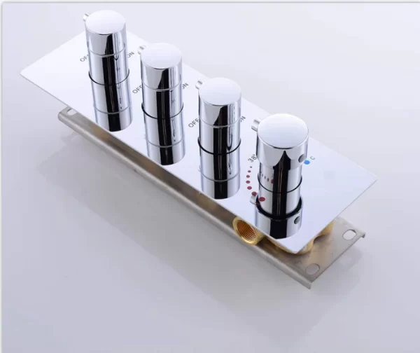 3-way Brass Thermostatic Shower Valve Kit Shower Diverter Flow Control Replacement Valve for Shower System Concealed Vertical