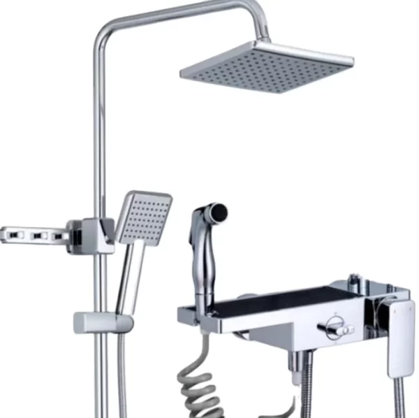 Copper multi functional shower set Bathroom shower Pressurized simple electroplated four-speed water saving shower