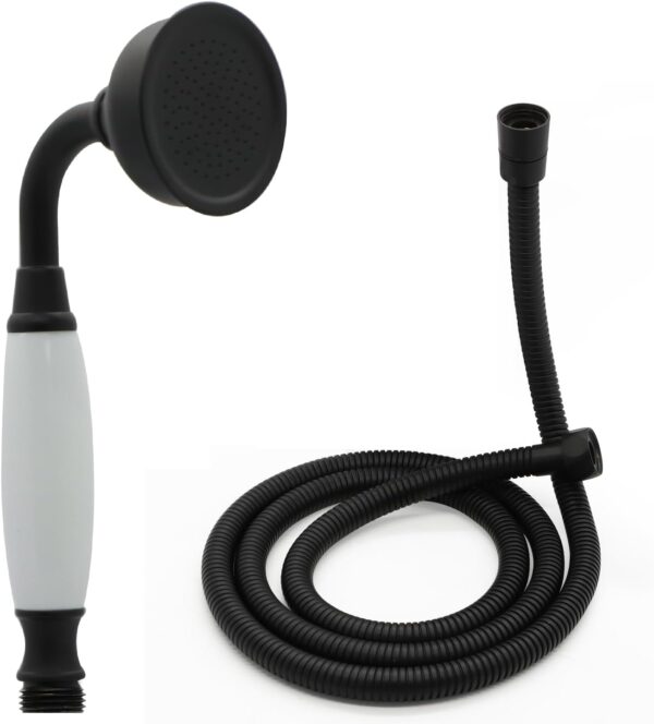 HOMEDEC Vintage Handheld Shower Head with 59inch Flexible Hose High-Pressure Antique Rain Showerhead Combo Replacement No Wand Holder, Round Telephone Shape, Matte Black