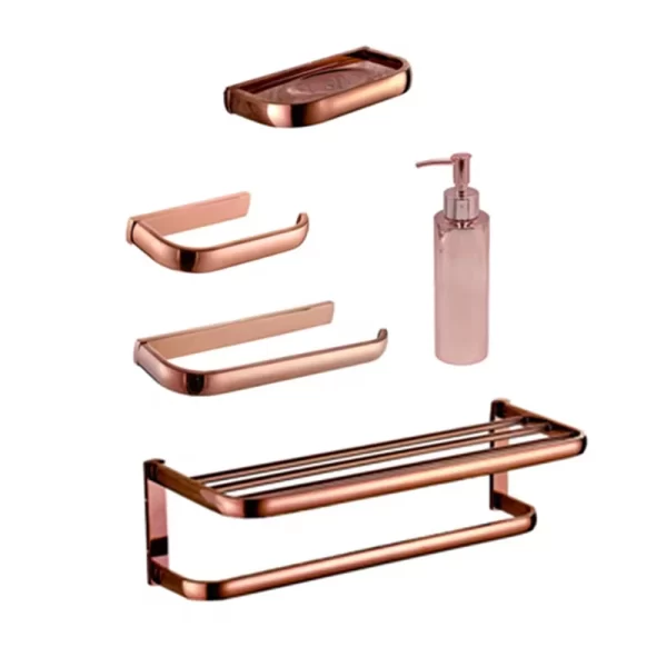 Luxury Rose Gold 5-Piece Towel Holder Set for Bathroom Accessories