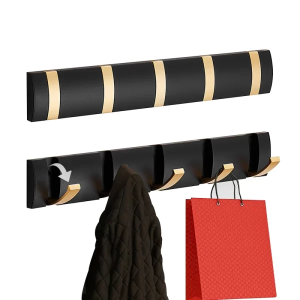 Modern Decorative Black Wall Mount Metal Aluminum Living Room Clothes Hidden Wall Hook