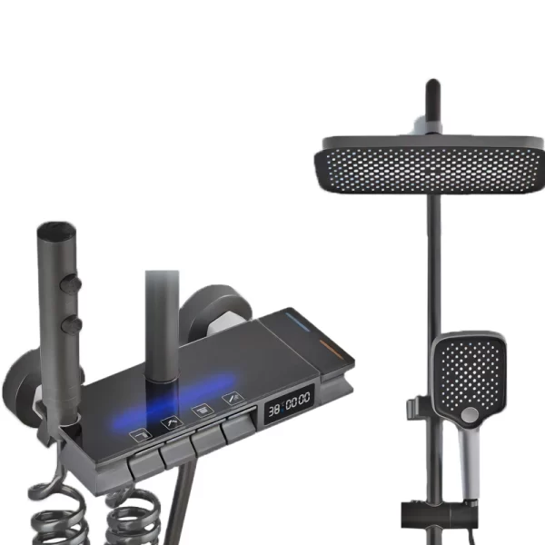 Bathroom Brass Piano Key Shower System with Digital Display