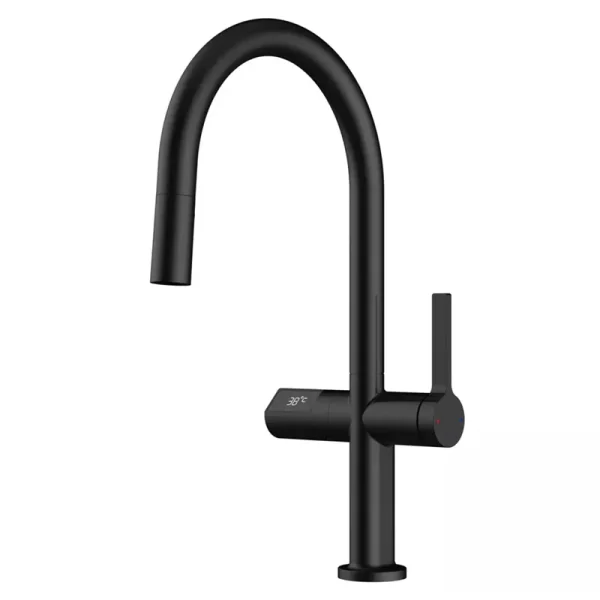 360 Degree Rotating Black Kitchen Sink Faucet with Temperature Display