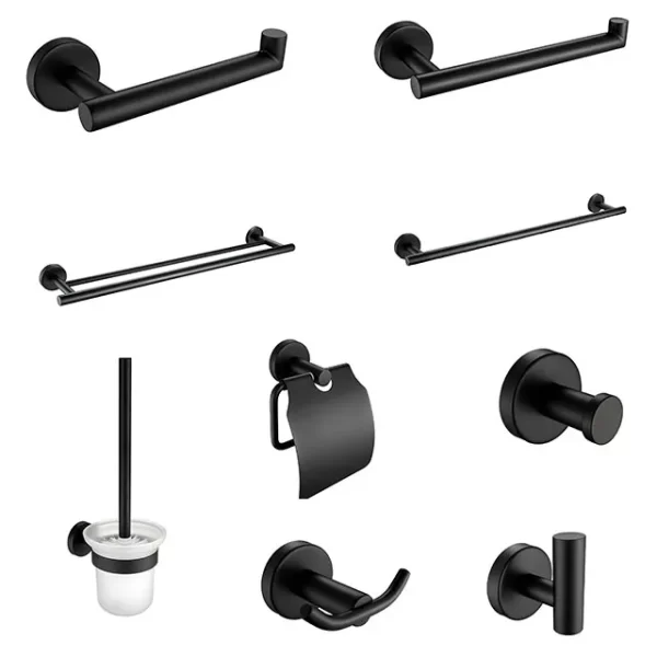 Matte Black Stainless Steel Bathroom Accessories Set