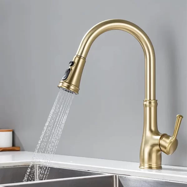 Pull-out Hot and Cold Faucet with Retractable Rotary Sink Feature