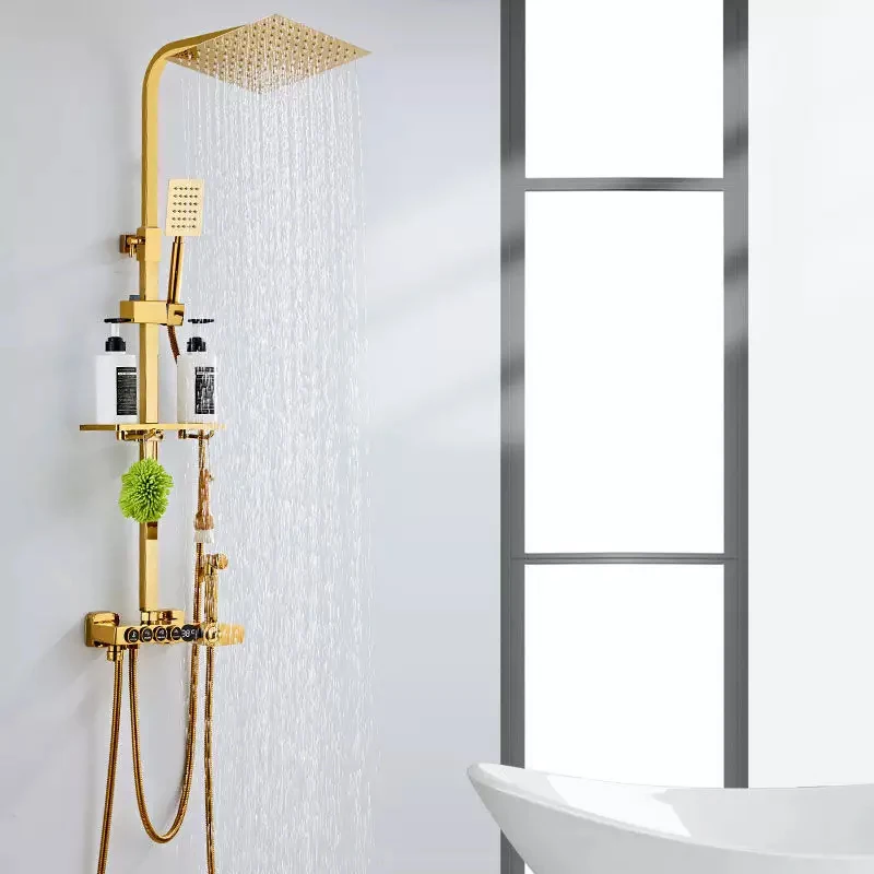 Transform Your Shower Experience with the Gold Multifunctional Shower System