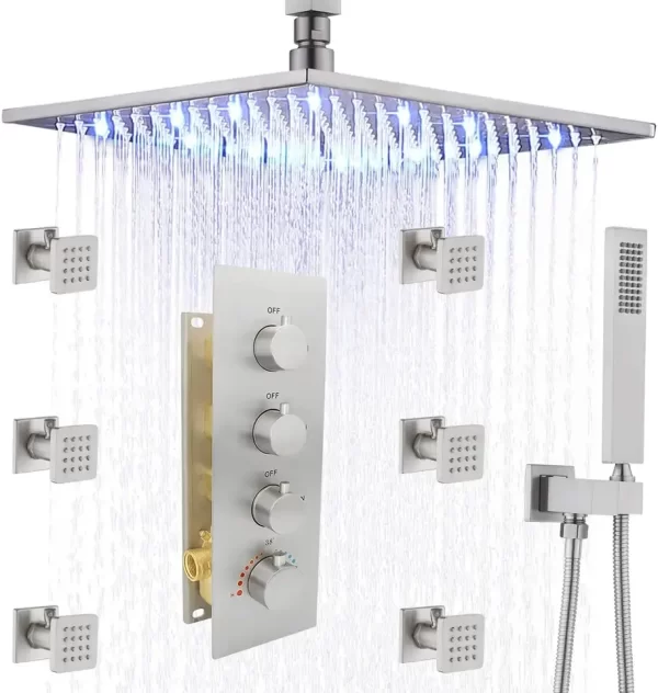 16 inch Ceiling Rain Shower Faucet Set with Brass Material