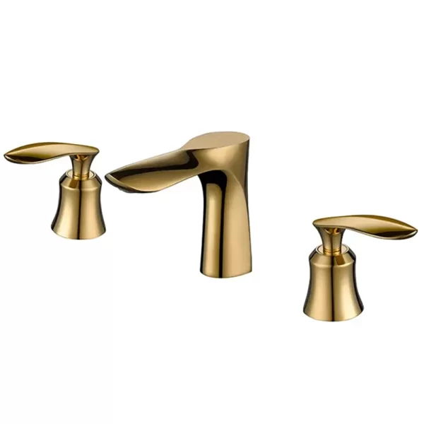 Luxury Three-hole Brass Basin Faucet with Brushed Gold Finish