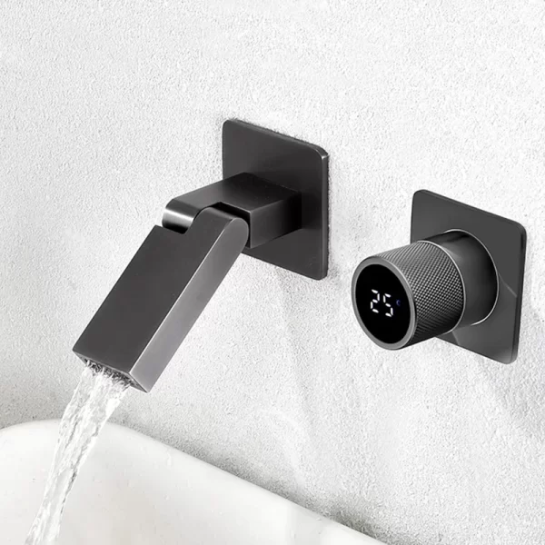 Wall Mounted Brass Waterfall Faucet with Hot and Cold Mixer