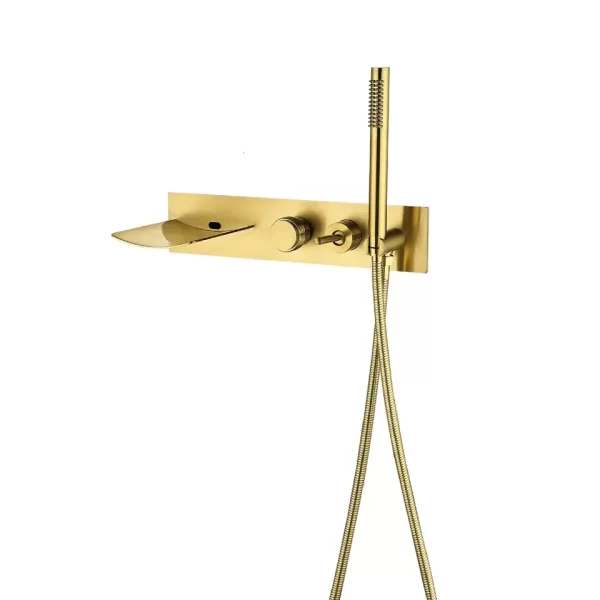 Brushed Gold Bathroom Faucet with Waterfall Spout