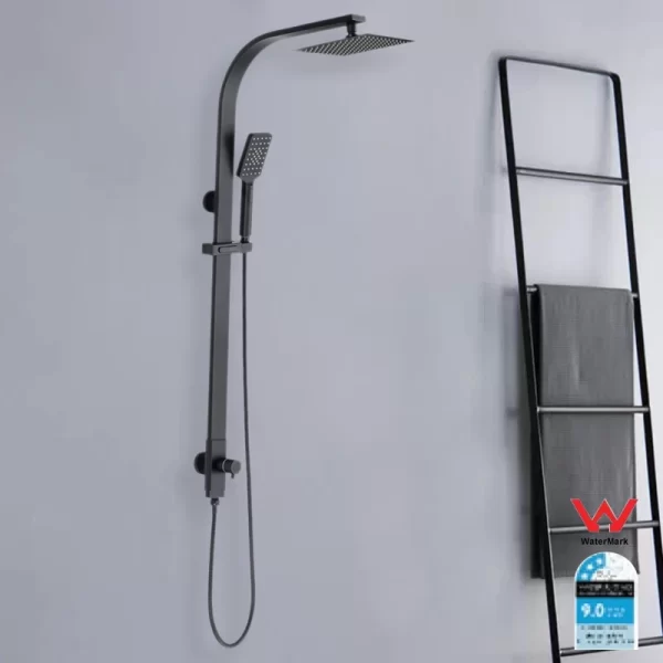 Exposed Black Rain Shower Set with Slide Bar