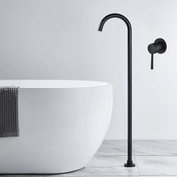 Black Freestanding Bathtub Faucet for Floor Mounted Bath Mixer Tap