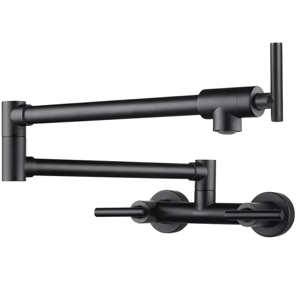 Chrome Dual Handle Wall Mounted Foldable Kitchen Mixer Faucet