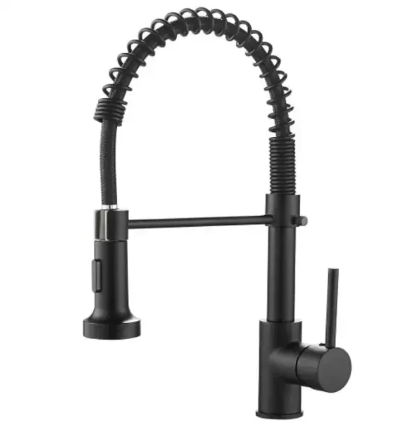 Black Kitchen Pull Faucet with Hot and Cold Water Function