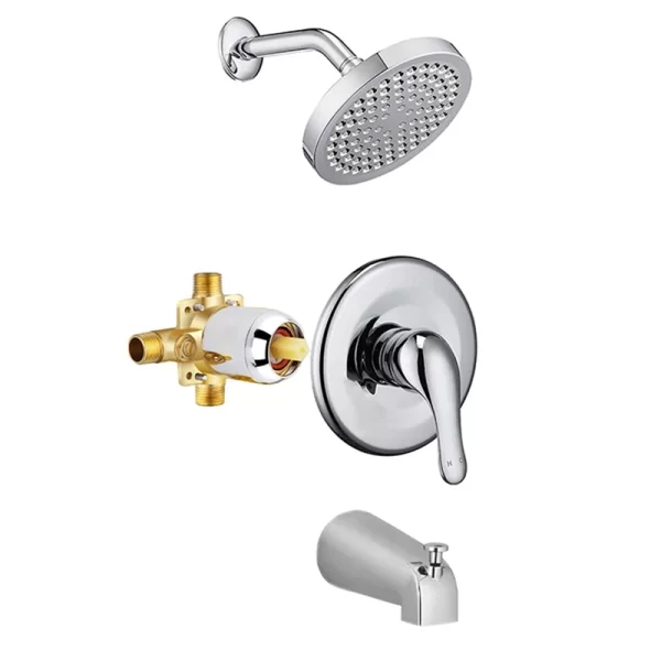 Wall Mounted Thermostatic Bathroom Shower Faucets with Pressure Balance Valve and Tub Spout