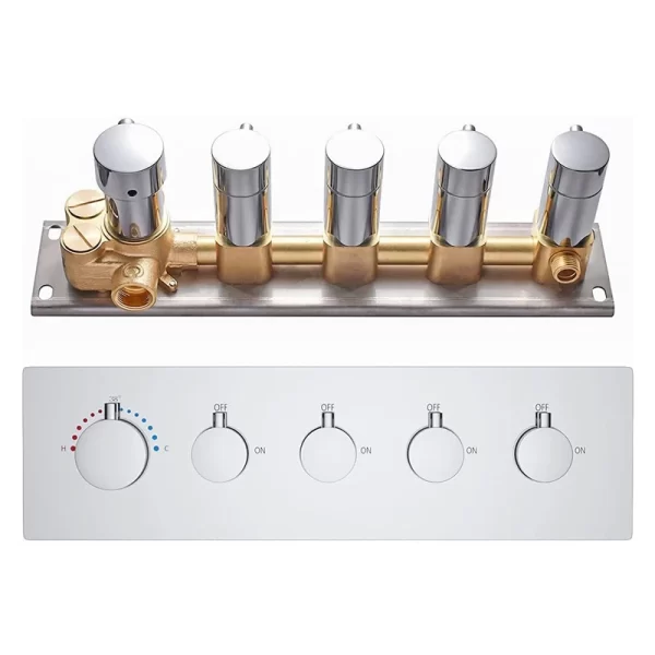 Premium 4-Way Brass Thermostatic Shower Valve, Matte Black