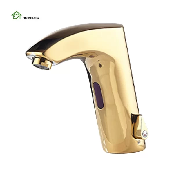 Automatic Sensor Basin Faucet with Infrared Sensor for Bathroom, Gold Color