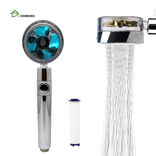 360 Degrees Rotating Ionic Filter Handheld Shower Head with Turbo Fan