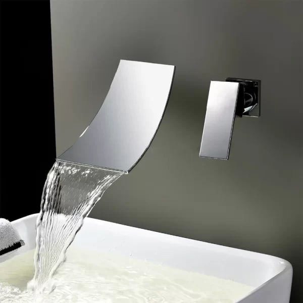 Modern Style Brass Wall Mounted Waterfall Bathtub Faucet Mixer