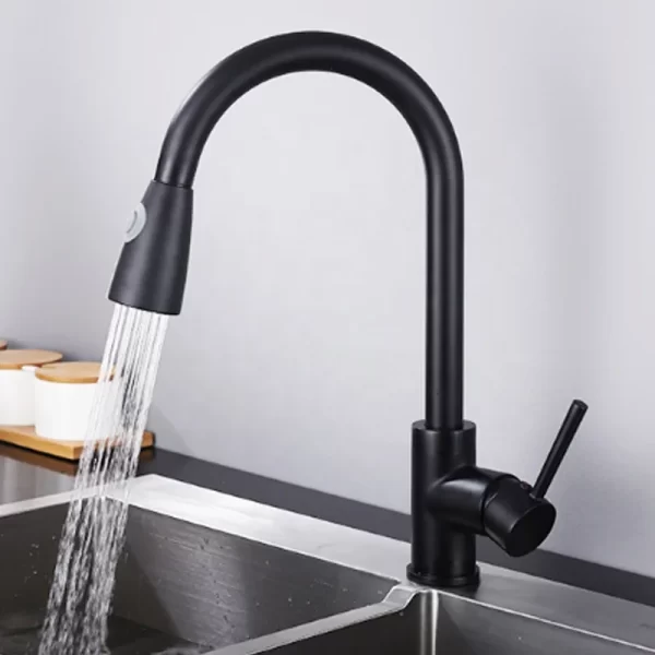 304 Stainless Steel Black Kitchen Faucet with Pull Out Sprayer