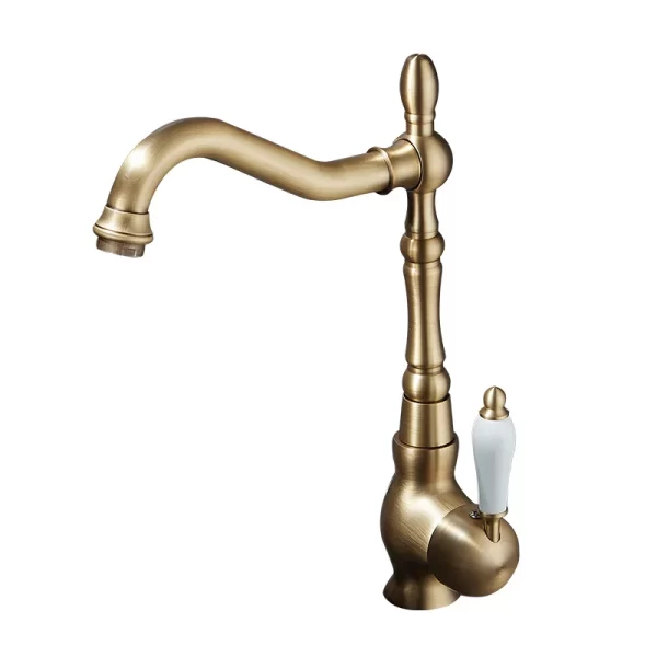 European Antique Brass Basin Faucet Hot and Cold Water Tap