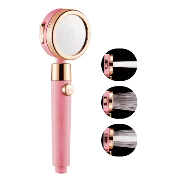 Pink High Pressure PP Filter Showerhead 3 Function Handheld Shower Head