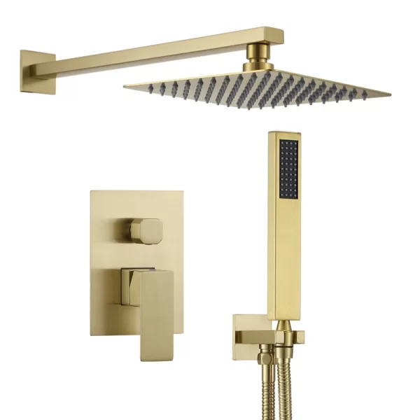 Gold Stainless Steel Concealed Bathroom Shower Set with 10 Inch Square Shower Head