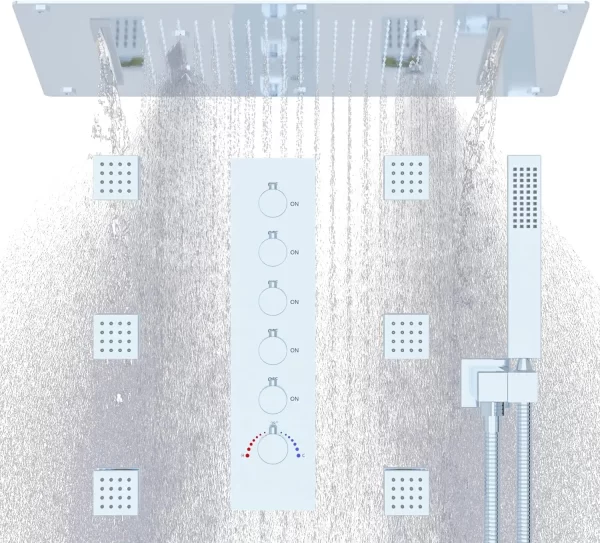 Luxury 3 Functions Brass Rain Shower Head System