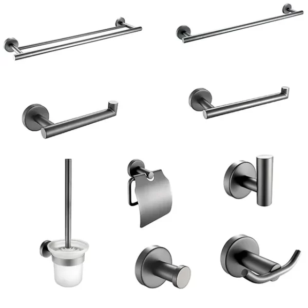 Luxury Gun Grey Stainless Steel Bathroom Accessories Set