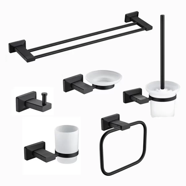 Matte Black Wall Mounted Luxury Bathroom Accessories Set