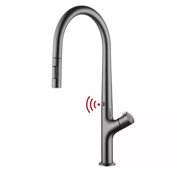 Gun Grey Touchless Kitchen Sink Faucet with Pull Down Sprayer Head