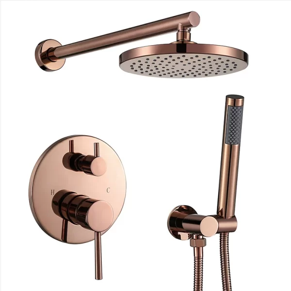 Rose Gold Shower Faucet Set rainfall water Bathroom Shower System Rain Mixer Shower Combo Set