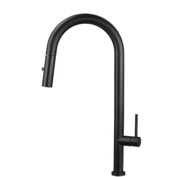 Single Handle Stainless Steel matte Black Kitchen Faucet Kitchen Sink Faucet with Pull Out Sprayer