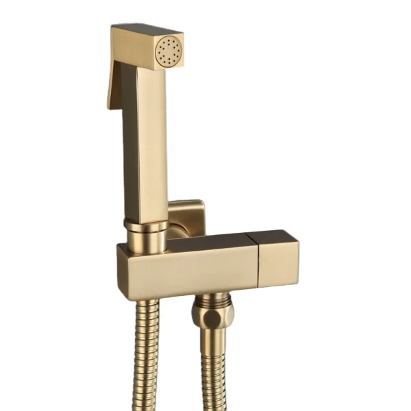 High Quality Brass Brushed Gold Single Cold Bidet Sprayer Toilet mixed Bidet Faucet Set