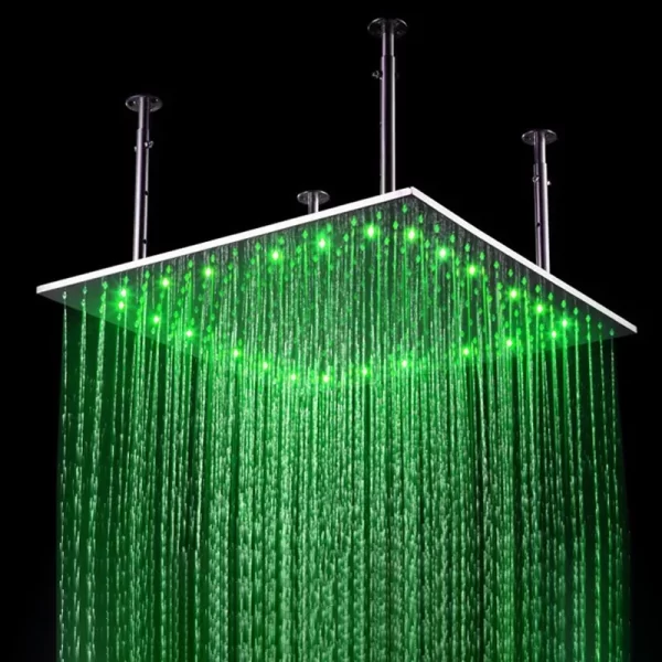 modern bathroom Brass Led Rainfall Ceiling Mount 3 Color Changing Shower Head in solid brass